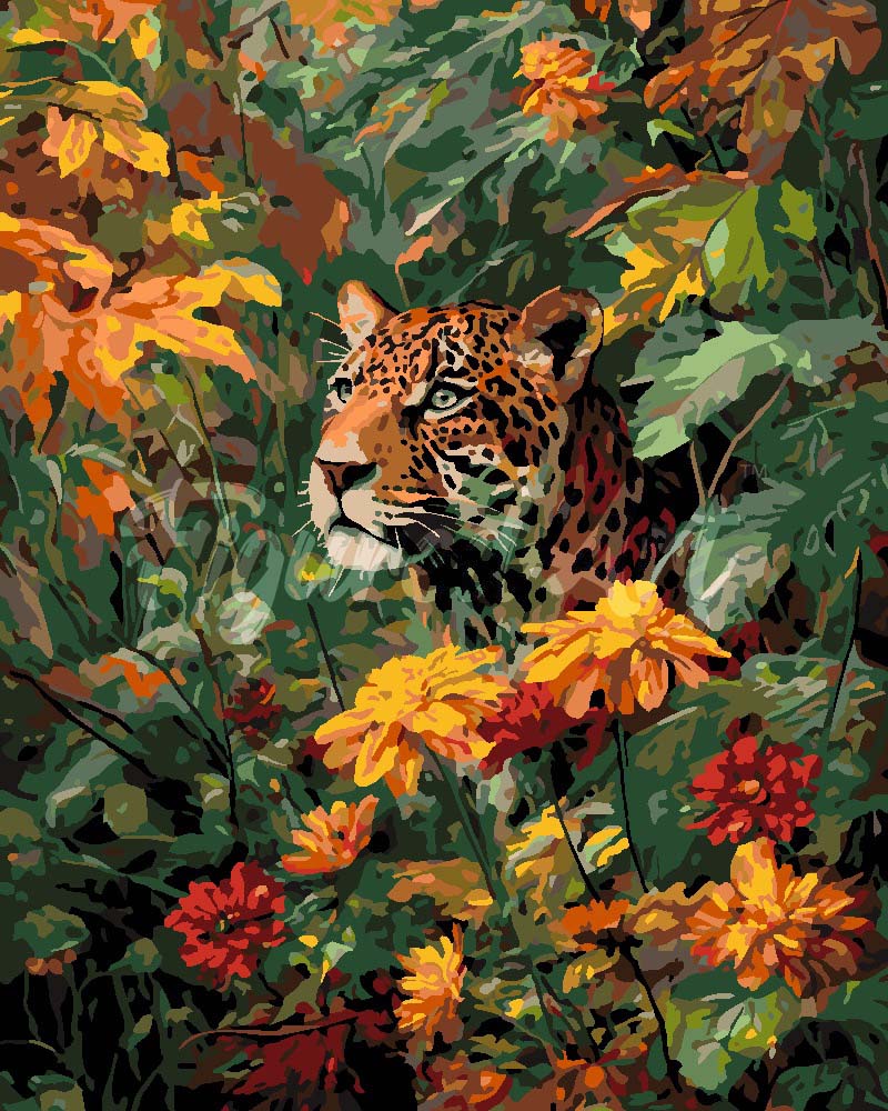 Peinture par numéros Figured'Art Léopard en automne