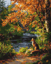 Charger l&#39;image dans la galerie, Peinture par numéros Figured&#39;Art Renard roux près de la rivière