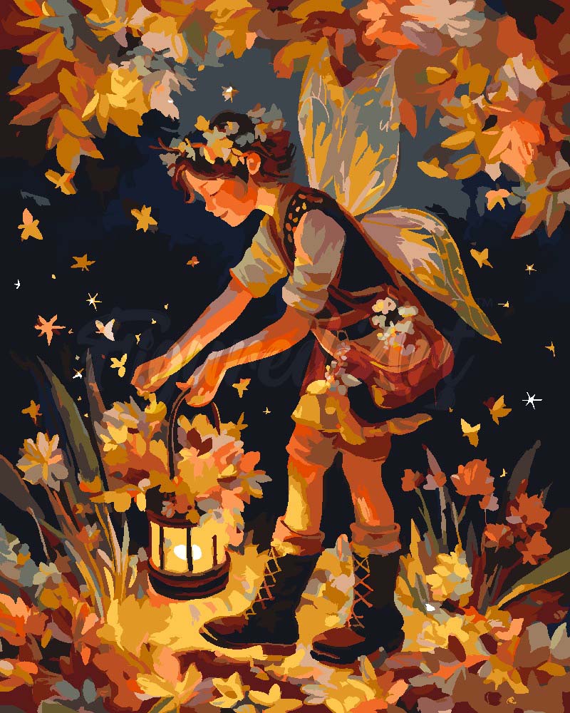 Peinture par numéros Figured'Art Fée d'automne mignonne