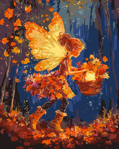 Peinture par numéros Figured'Art La fée collectionneuse de feuilles