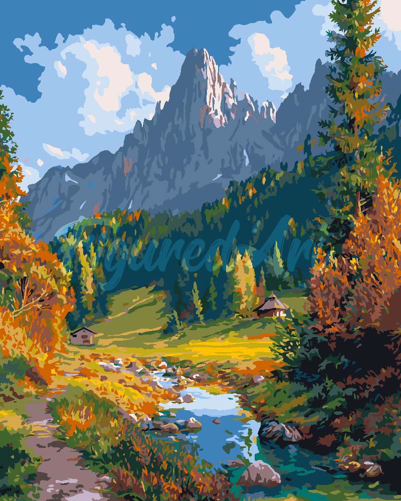Peinture par numéros Figured'Art Ruisseau alpin en automne