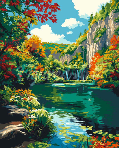 Peinture par numéros Figured'Art Lac émeraude en automne