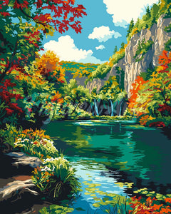 Peinture par numéros Figured'Art Lac émeraude en automne