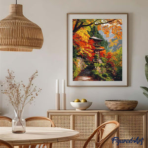 Pagode japonaise en automne