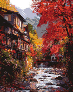 Peinture par numéros Figured'Art Village d'automne à Nikkō Japon