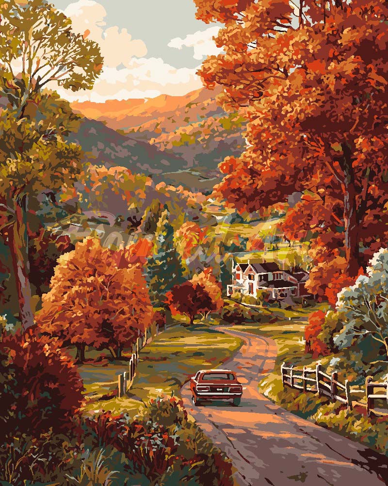 Peinture par numéros Figured'Art Route de campagne en automne