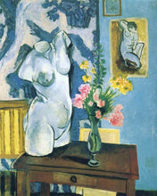 Charger l'image dans la galerie, Peinture par numéros Figured'Art Torso en plâtre avec bouquet de fleurs - Matisse