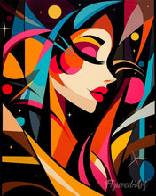 Charger l'image dans la galerie, Peinture par numéros Figured'Art Fille Cosmique Abstraite Éclatante