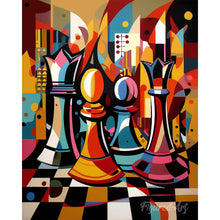Charger l'image dans la galerie, Peinture par numéros Figured'Art Échiquier Abstrait Éclatant