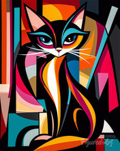 Charger l'image dans la galerie, Peinture par numéros Figured'Art Chat Abstrait Éclatant