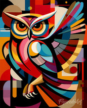 Charger l'image dans la galerie, Peinture par numéros Figured'Art Hibou Nocturne Abstrait Éclatant