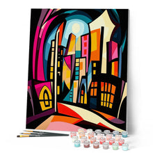 Charger l'image dans la galerie, Ville au Clair de Lune Abstraite Éclatante