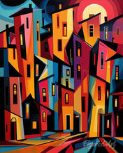 Charger l'image dans la galerie, Peinture par numéros Figured'Art Bâtiments Abstraits Éclatants
