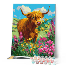 Charger l'image dans la galerie, Vache Highland et féerie florale
