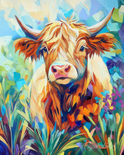 Charger l'image dans la galerie, Peinture par numéros Figured'Art Vache Highland et fleurs