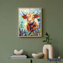 Charger l'image dans la galerie, Vache Highland et fleurs