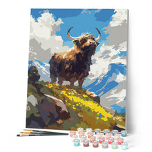 Charger l'image dans la galerie, Vache Highland vue alpine
