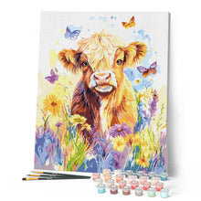 Charger l'image dans la galerie, Vache Highland avec papillons