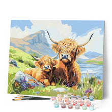 Charger l'image dans la galerie, Vache Highland et son petit