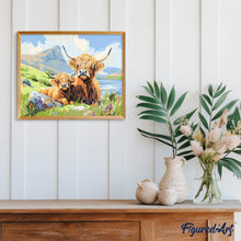 Charger l'image dans la galerie, Vache Highland et son petit