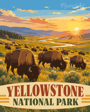 Charger l'image dans la galerie, Peinture par numéros Figured'Art Parc national de Yellowstone, Bisons de la vallée de Lamar - Wyoming