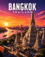 Charger l'image dans la galerie, Peinture par numéros Figured'Art Affiche de voyage Bangkok, le Temple de l'Aube