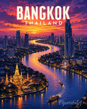Charger l'image dans la galerie, Peinture par numéros Figured'Art Affiche de voyage Bangkok, le Chao Phraya