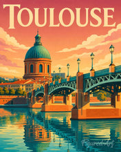 Charger l'image dans la galerie, Peinture par numéros Figured'Art Affiche de voyage Pont du canal de Toulouse
