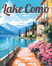 Charger l'image dans la galerie, Peinture par numéros Figured'Art Affiche de voyage Promenade du lac de Côme