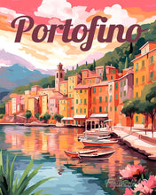 Charger l'image dans la galerie, Peinture par numéros Figured'Art Affiche de voyage Port de Portofino