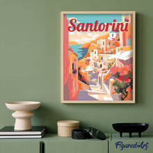 Charger l'image dans la galerie, Affiche de voyage Vue des falaises de Santorin