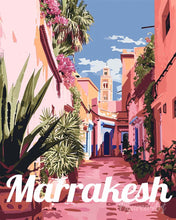 Charger l'image dans la galerie, Peinture par numéros Figured'Art Affiche de voyage Vieille ville de Marrakech