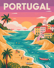 Charger l'image dans la galerie, Peinture par numéros Figured'Art Affiche de voyage Côte océanique du Portugal