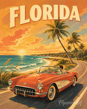 Charger l'image dans la galerie, Peinture par numéros Figured'Art Affiche vintage de la Floride