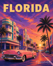 Charger l'image dans la galerie, Peinture par numéros Figured'Art Affiche vintage de la Floride et son ciel violet