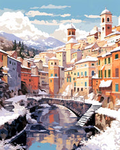 Charger l'image dans la galerie, Peinture par numéros Figured'Art Village d'hiver au bord de la rivière