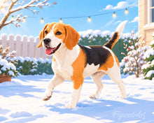 Charger l'image dans la galerie, Peinture par numéros Figured'Art Beagle dans la neige