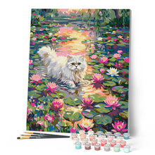 Charger l'image dans la galerie, Chat au milieu des fleurs de lotus