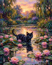 Charger l'image dans la galerie, Peinture par numéros Figured'Art Chat et fleurs de lotus