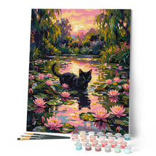 Charger l'image dans la galerie, Chat et fleurs de lotus