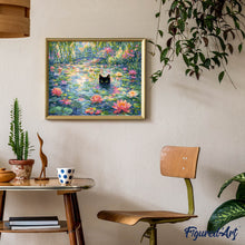 Charger l'image dans la galerie, Chat noir et fleurs de lotus
