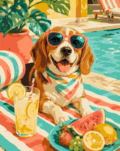 Charger l'image dans la galerie, Peinture par numéros Figured'Art Chien au bord de la Piscine