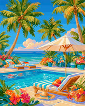 Charger l'image dans la galerie, Peinture par numéros Figured'Art Piscine et palmiers