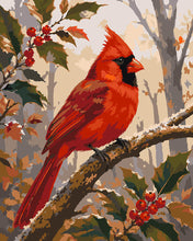 Charger l'image dans la galerie, Peinture par numéros Figured'Art Cardinal Rouge sur une Branche Givrée