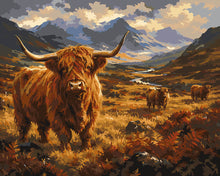 Charger l'image dans la galerie, Peinture par numéros Figured'Art Troupeau de Highlands dans le Glen