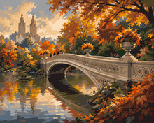 Charger l'image dans la galerie, Peinture par numéros Figured'Art Central Park en Automne avec le Bow Bridge