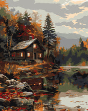 Charger l'image dans la galerie, Peinture par numéros Figured'Art Chalet Douillet près du Lac en Automne