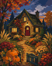 Charger l'image dans la galerie, Peinture par numéros Figured'Art Cottage aux Citrouilles au Crépuscule