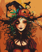 Charger l'image dans la galerie, Peinture par numéros Figured'Art Portrait de Sorcière d'Halloween