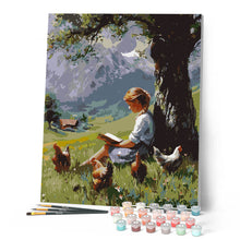 Charger l'image dans la galerie, Peinture vintage d’une lecture à la campagne